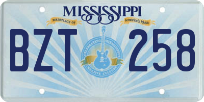 MS license plate BZT258