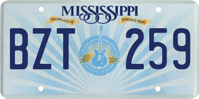 MS license plate BZT259