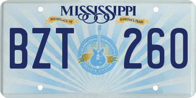 MS license plate BZT260