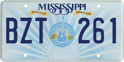 MS license plate BZT261