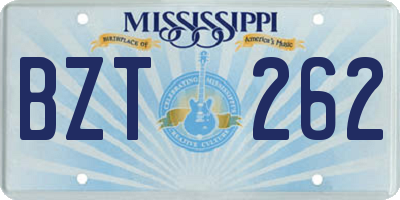 MS license plate BZT262