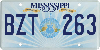 MS license plate BZT263