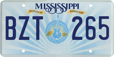 MS license plate BZT265