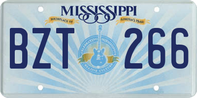 MS license plate BZT266