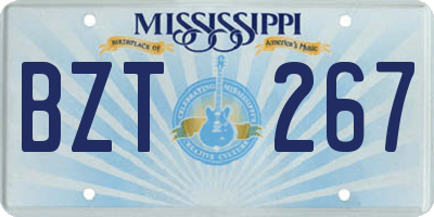 MS license plate BZT267