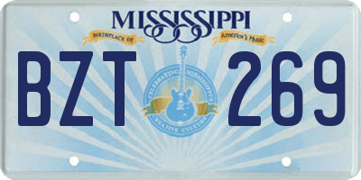 MS license plate BZT269