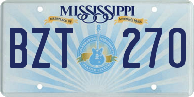 MS license plate BZT270