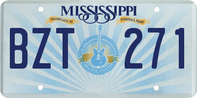 MS license plate BZT271