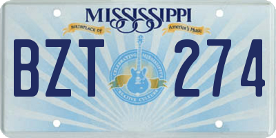 MS license plate BZT274