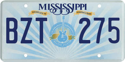 MS license plate BZT275
