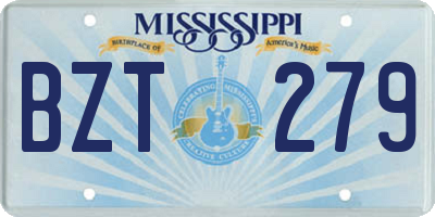 MS license plate BZT279