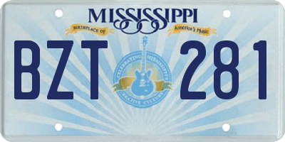 MS license plate BZT281