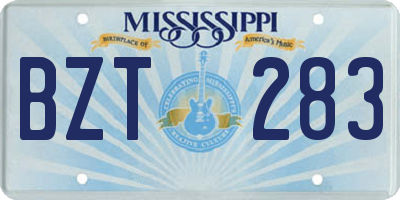 MS license plate BZT283