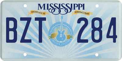 MS license plate BZT284