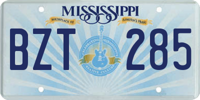 MS license plate BZT285