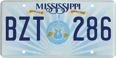 MS license plate BZT286