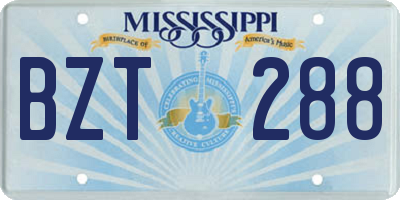 MS license plate BZT288