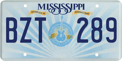 MS license plate BZT289