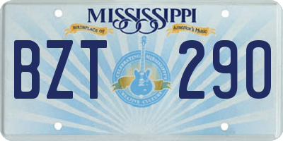 MS license plate BZT290