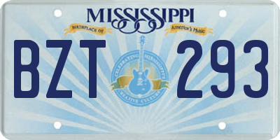 MS license plate BZT293