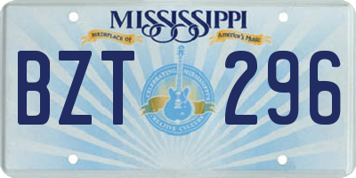 MS license plate BZT296