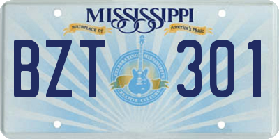 MS license plate BZT301