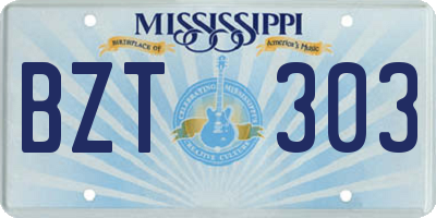 MS license plate BZT303