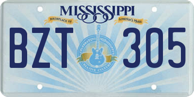 MS license plate BZT305