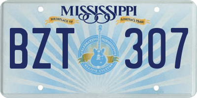 MS license plate BZT307