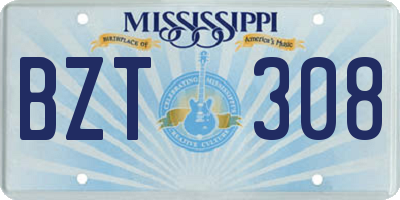 MS license plate BZT308