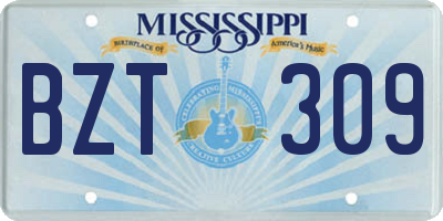 MS license plate BZT309