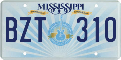 MS license plate BZT310