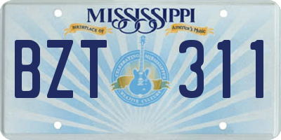 MS license plate BZT311