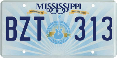 MS license plate BZT313