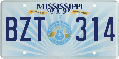 MS license plate BZT314