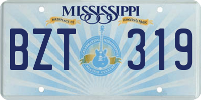 MS license plate BZT319