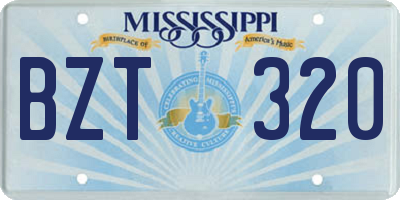 MS license plate BZT320
