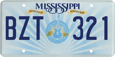 MS license plate BZT321