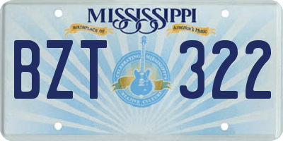 MS license plate BZT322