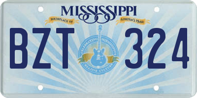 MS license plate BZT324