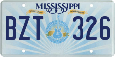 MS license plate BZT326