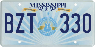 MS license plate BZT330