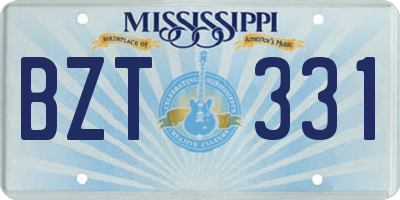 MS license plate BZT331