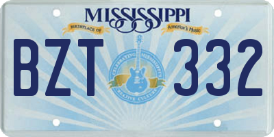 MS license plate BZT332