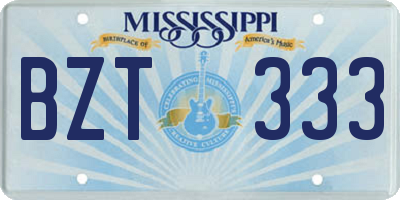 MS license plate BZT333