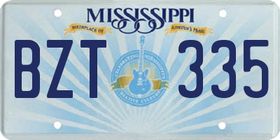 MS license plate BZT335