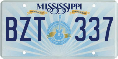 MS license plate BZT337