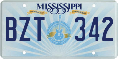 MS license plate BZT342