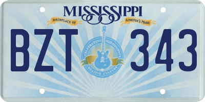 MS license plate BZT343