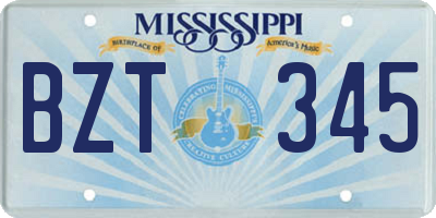MS license plate BZT345